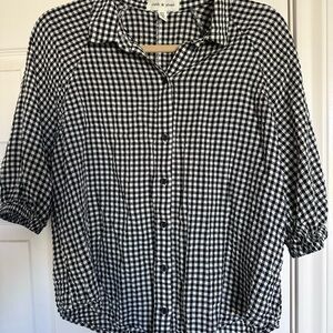 Cloth & Stone Black and White Gingham Button Down Shirt